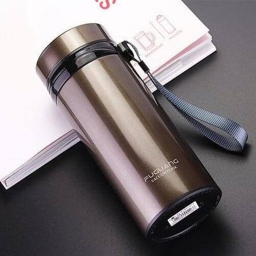 Portable Large-capacity Vacuum Cup Stainless Steel Thermos Mug Straight Cup Coffee Mug Tea Infuser Bottle Water Bottle with Rope