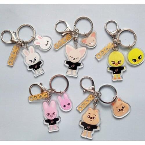 KPOP Stray Kids Cartoon Image SKZOO Double-Sided Printing Transparent Acrylic Keychain Keyring Bag Accessories Gifts B-0163