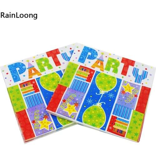 [RainLoong] Birthday Dinner Napkins Application and Printed Feature Paper Serviettes 33cm*33cm 1 pack (20pcs/pack)