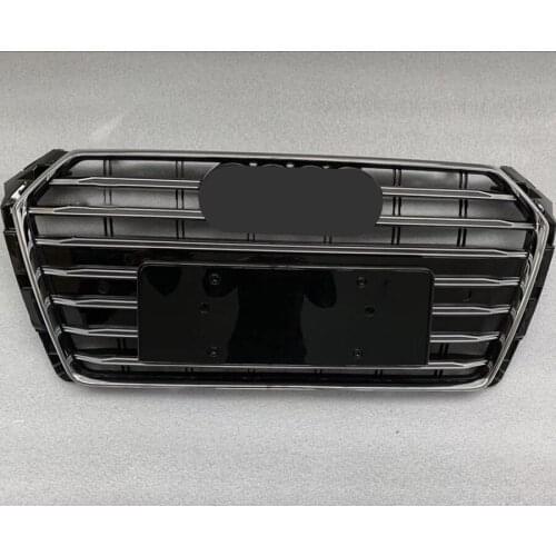 For S4 Style Front Sport Hex Mesh Honeycomb Hood Grill Chrome Black for Audi A4/S4 B9 2017-2019