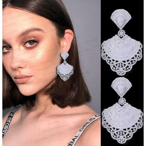 Luxury Geometry Triangle Lace Hollow Dangle Drop Earrings For Women Girls Bridal Wedding Jewelry High Quality Super Women Gift