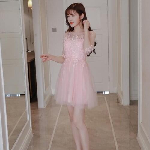 Pink Bridesmaid Dresses Cheap Girl Short Bridesmaid Dress Grape For Wedding Guests Sister Plus Size Party Women Dress 340