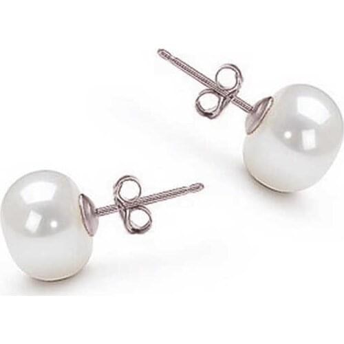Studded Handmades Female 925 Sterling Silver Women With Pearls Pearl Cubic Zirconia Earrings