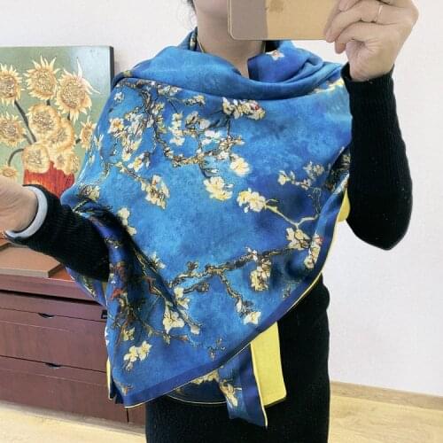 Super Large Long Scarf Women Scarfs Wool Pashmina Cashmere Warm Wraps Digital Design Van Goghs Oil Painting Printed 180x64cm