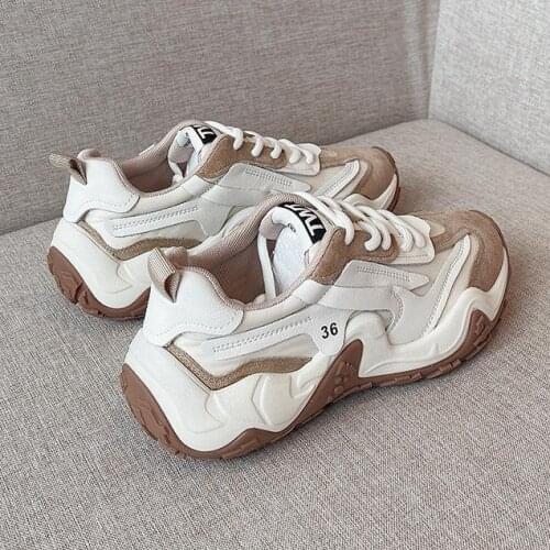 Octopus Daddy Shoes Womens Autumn 2021 New Leather Thick-Soled Casual Feet Small Sneakers