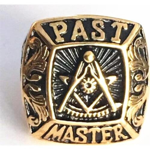 UJBOX Unique Men Master Masonic Rings Stainless Steel A G Symbol Freemason Ring Male Jewelry Gift US Size 7 to 13 R841G
