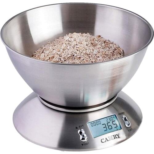 Brand Electronic Digital Kitchen Scale 1g Stainless Steel Food Scale with Removable Bowl 2.15L Liquid Volume LCD Display 5kg