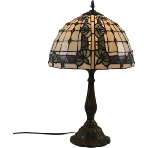 12" Vintage Classical Handmade Glass European Table Lamp fro Foyer Bar Bed Room Apartment H 45cm Reading Lighting Fixture 1007
