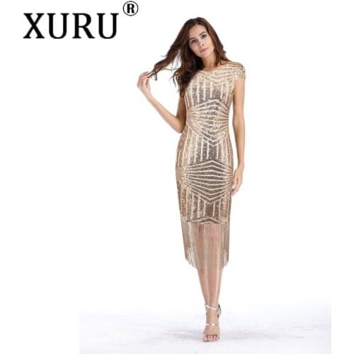 XURU Hot Sale Womens Sequin Dress Slim Summer Womens Fringe Sexy Dress 2020 New Casual Womens Dress