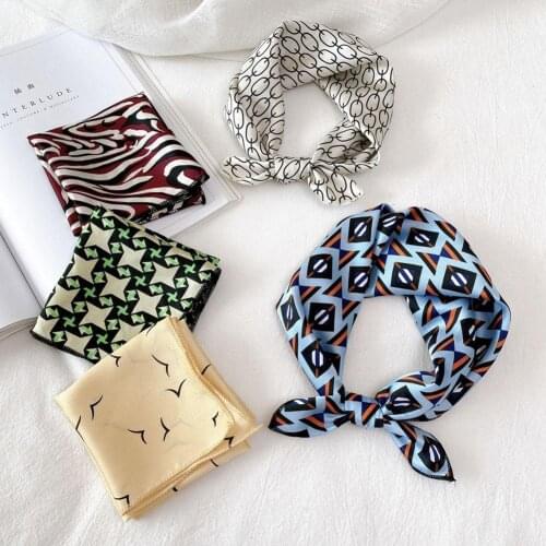 Women Elegant 48cm Silk Square Scarf Small Vintage Skinny Headscarf Head Neck Kerchief Satin Female Bandana Shawl Accessories