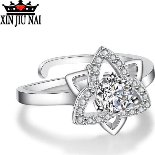 New Arrival Adjustable 925 Sterling Silver Ring Cubic Zirconia Hexagram Jewelry anel anillos mujer For Women Wedding Gifts