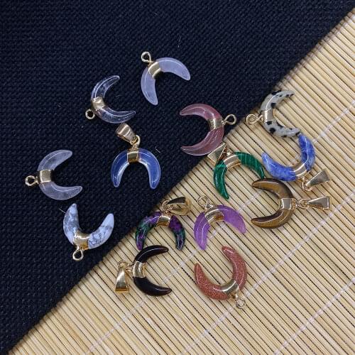 1pcs Wholesale Natural Stone Moon Shaped Fashion Exquisite Pendant for DIY Jewelry Making Necklace and Earring 16x18mm