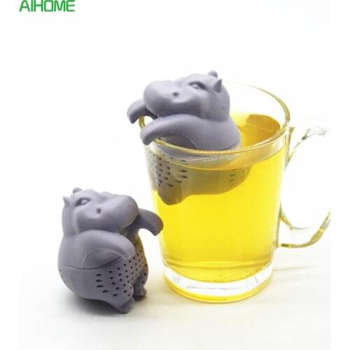 1Pc Hippo Shaped Tea Infuser Silicone Reusable Tea Strainer Coffee Herb Filter Empty Tea Bags Loose Leaf Diffuser Accessories