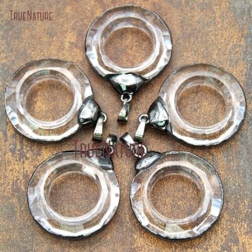 10Pcs Best Seller Gunmetal Plated Faceted Hoop Pendant Glass Crystal Pendant Outlet Approx 30mm PM14699