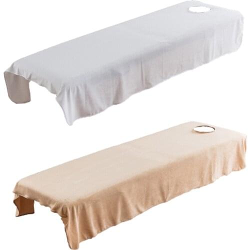 2pcs Crystal Velvet Massage Bed Sheet Cover Camel White 120x190cm 80x190cm