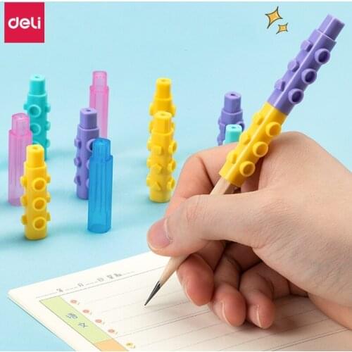 20 Sets Deli Cute Pencil Lengthen Extender Holder Creative Splicing Portable Pencil Cap Grips Kawaii School Student Stationery