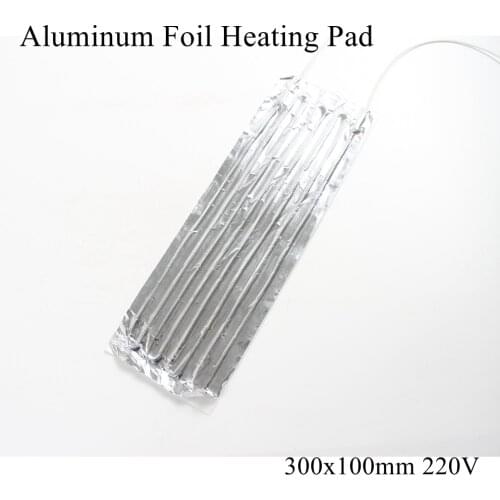 300x100mm 220V Aluminum Foil Heating Pad Rubber Heat Mat Heated Bed Plate Heater Self-adhesive Flexible Waterproof 3D Printer