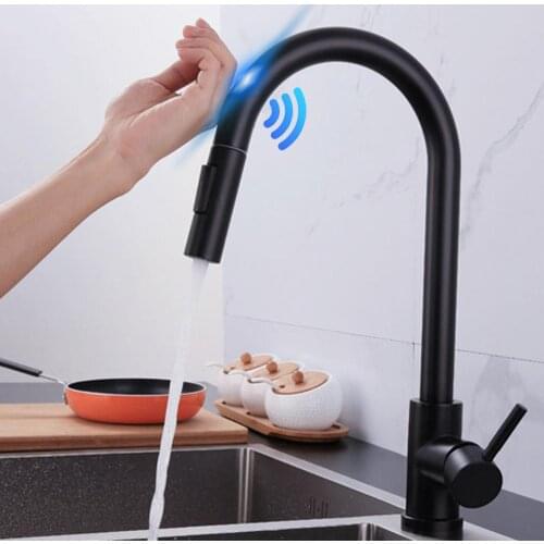 304 Stainless Steel Sensor Kitchen Faucet Automatic Induction Sensor Water Faucet Pull Out Bathroom Touch Control Sink Tap