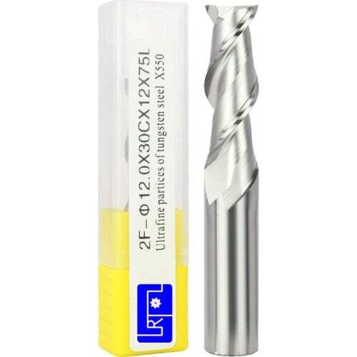 5PCS hrc55 2Flutes 4 5 6 8 10 12 *50 60 75 100mm flat square end mill for Aluminum Spiral Bit Milling Tools Carbide CNC End mill