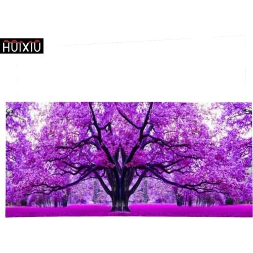 DIY 5D Sale Diamond Embroidery, Mosaic, Cherry Blossoms Flower Tree, Purple Lavender, Full, Big Scenery Painting Cross Stitch