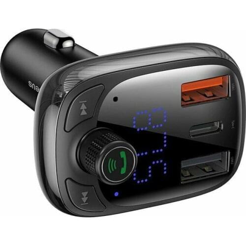 Handsfree Wireless Bluetooth 5.0 Car Kit FM Transmitter Radio MP3 Player 36W USB Type-C Charger High Definition Decoding Output