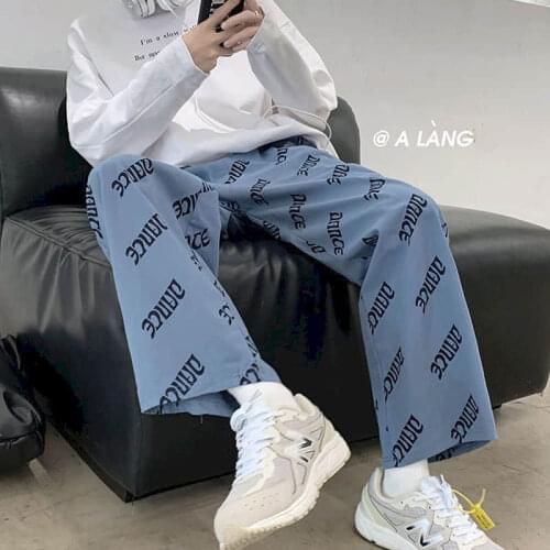 Straight Pants for Men Women Trendy Sweatpants Preppy Korean Ankle-length Casual Harajuku Summer Thin Sports Trousers Streetwear