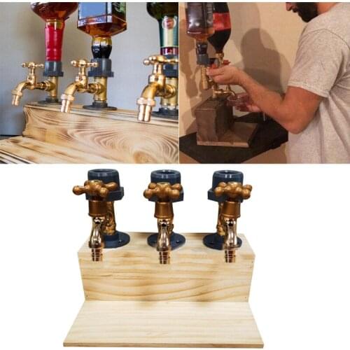 Wooden Base Wine Dispenser Single/Double/Three Faucet Whiskey Decanter Liquor Alcohol Whiskey Wood Dispenser Faucet Dropship