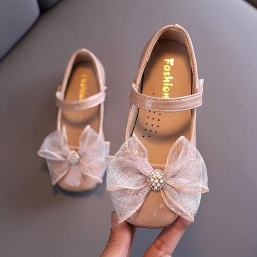 Kids Flats Leather Shoes 2021 New Spring Baby Girls Fashion Princess Shoes Toddlers Brand Butterfly Party Children Shoes E444