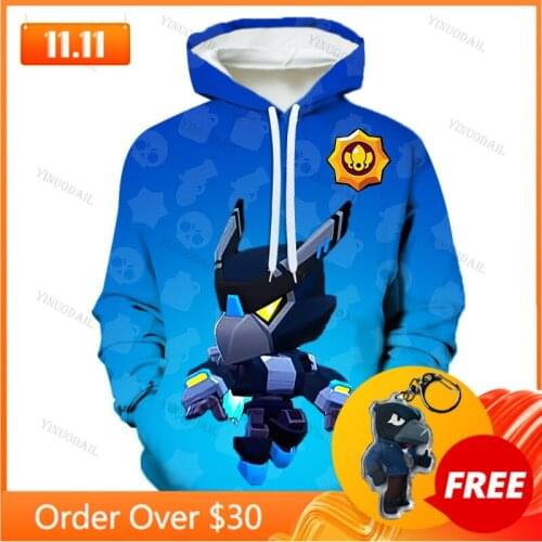 Mecha Crow Shooter Kids Hoodie Leon Shooting Game Spike 3D Sweatshirt Tops Boys Girls Browlerss Cartoon Star, Tops Teen Clothes
