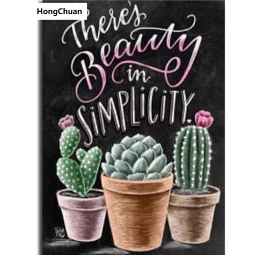 Cactus blackboard, wall decoration, canvas art, square circle, cross stitch diamond painting, diamond inlay, hand sticker gift