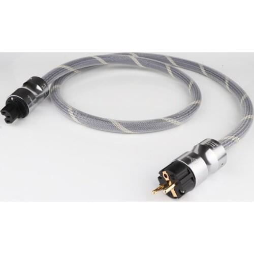 Hi End 7N Copper SCHUKO Power Cable Gold plated EU/US power plug cable hifi power cord cable for DVD CD AMP power line