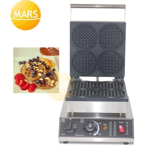 Bakery Machine 4pcs Waffle Maker Commercial Electric Waffle Iron Baker Non-stick Baking Iron Plate Cake Oven Waffle Toaster 220V