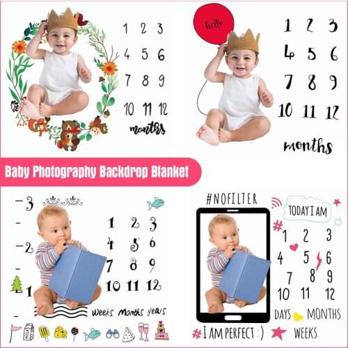 Ins Newborn Baby Monthly Growth Milestone Background Blanket photo props Cloth for Rug baby boy girls Photography Accessories