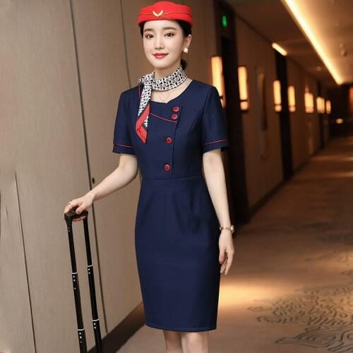 IZICFLY New Style Korean Blue Summer Dresses For Women 2021 Elegant Office Slim Business Plus Size Tops Clothes Ladies Work Wear