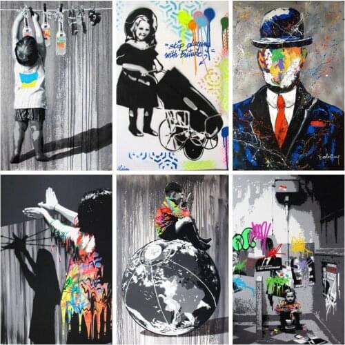 Wall Artwork Banksy Graffiti Art Canvas Painting on The Wall Art Posters Prints Wall Pictures for Living Room Home Wall Cuadros