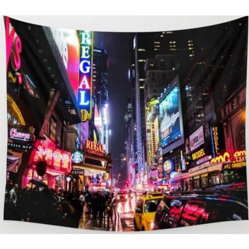 New York City Night Tapestry Wall Hanging Wall Decor Bedspread Bedding Blanket Curtain Sheet Table Cloth Breathable Furniture