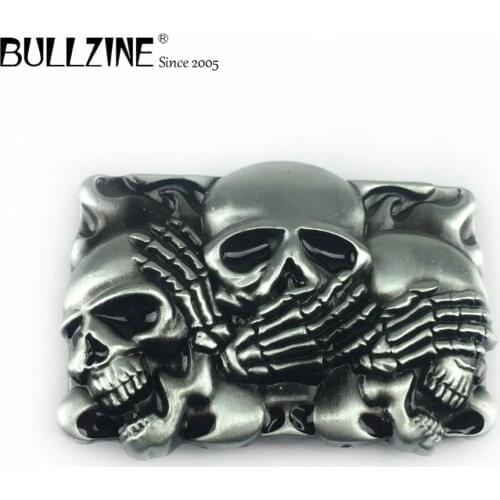 Bullzine wholesale retro zinc alloy Skull belt buckle pewter finish FP-03399 cool cowboy jeans gift belt buckle