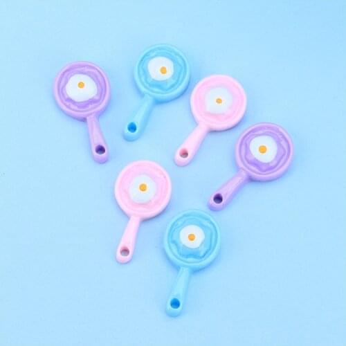 Julie Wang 20PCS Resin Saucepan Charms Mixed Colors Pan Fried Egg Pendants Jewelry Bracelet Accessory Home Decor