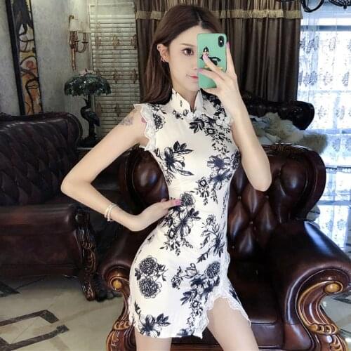 Print Off Shoulder Lace Up Bodycon Dresses for Women Vintage Style Summer Sleeveless Stand Slim Dress Party Evening Elegant