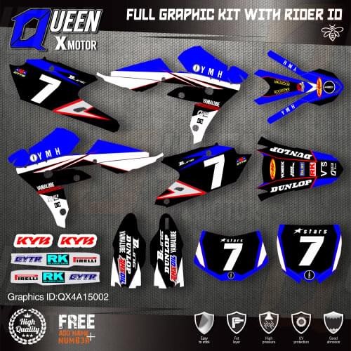 QUEEN X MOTOR Custom Team Graphics Backgrounds Decals 3M Stickers Kit For YAMAHA 2016-2018 WR450F 2015-2018 YZ450FX 002