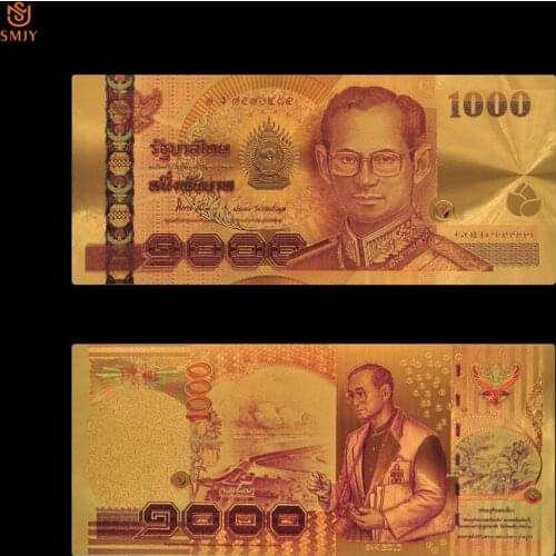 Thailand 1000 Baht 24k Gold Foil Bank Bills Souvenir Gold Banknote Paper Money Collections And Business Gift