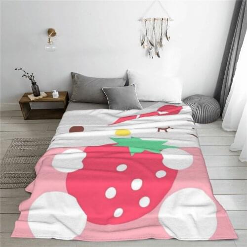 Wearable warm flannel Pink Cat blanket Kawaii Anime blankets for airplane travel Bedspread Wrap