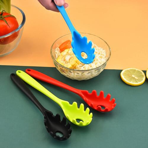 Spoon Heat Resistant Noodle Pasta Fork Home Kitchen Cooking Tool Soft Silicone Long Handle Practical Mini Portable Ergonomic