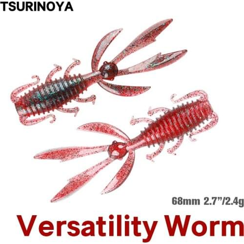 TSURINOYA 2.7in 2.4g 20pcs Shrimp Worm Bass Lure PIONEER Silicone Soft Bait Fishing Lure Light Game Pike Ajing Versatility Lure