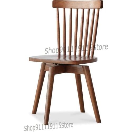 Solid Wood Swivel Dining Chair Modern Simple Armchair Nordic Oak Windsor Chair Economic Desk Chair
