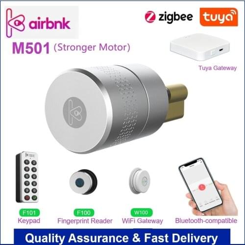 AIRBNK M501 Tuya Zigbee Smart Lock Electronic lock Cylinder Fingerprint Lock WIFI Bluetooth-compatible Smart Door Lock