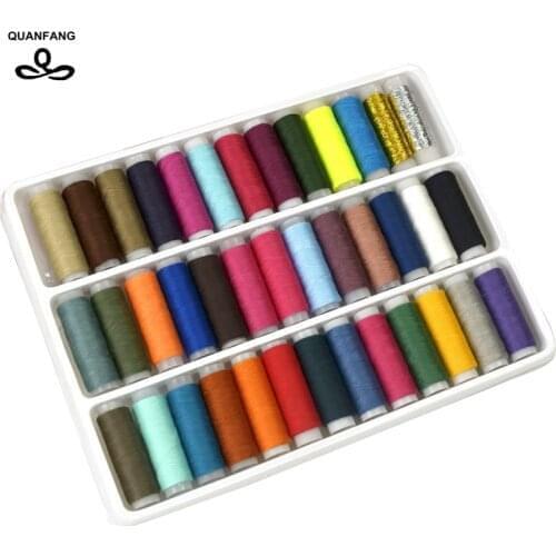 QUANFANG 39 Color High Quality Sewing Thread Polyester Thread For Sewing Quilting,Suitable Needlework Machine 39 Spools/lot