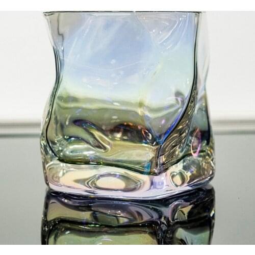 Japanese Torsional Shaped Glass Cup Transparent Whiskey Glass Coffee Tea Drinks Dessert Irregular Beer Cup Glass Mugs Drinkware