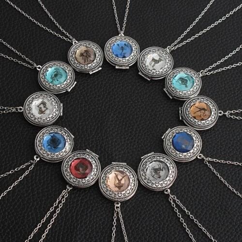 12 Constellations Jewelry with Silver Plated Virgo Zodiac Sign Locket Photo Picture Pendant Necklace for Woman Lovers #281899