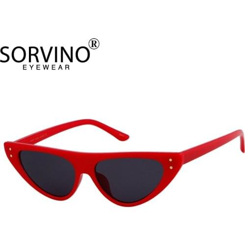 SORVINO High Quality Retro Cat Eye Sunglasses Women Flat Top Small Triangle Fashion Rivet Cateye Sun Glasses UV400 gafas de sol